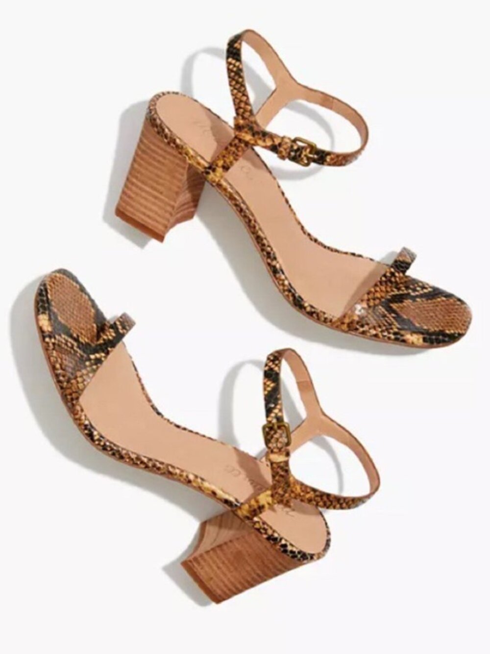 Madewell Hollie Ankle Strap Sandal Heels Snakeskin